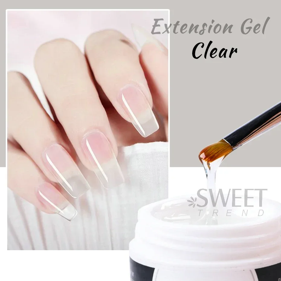 15ml Hard Jelly Extension Nail Gel Building Prolong Crystal Gel Pink Milky White UV Soak Off Construction Tool Manicure Supplies