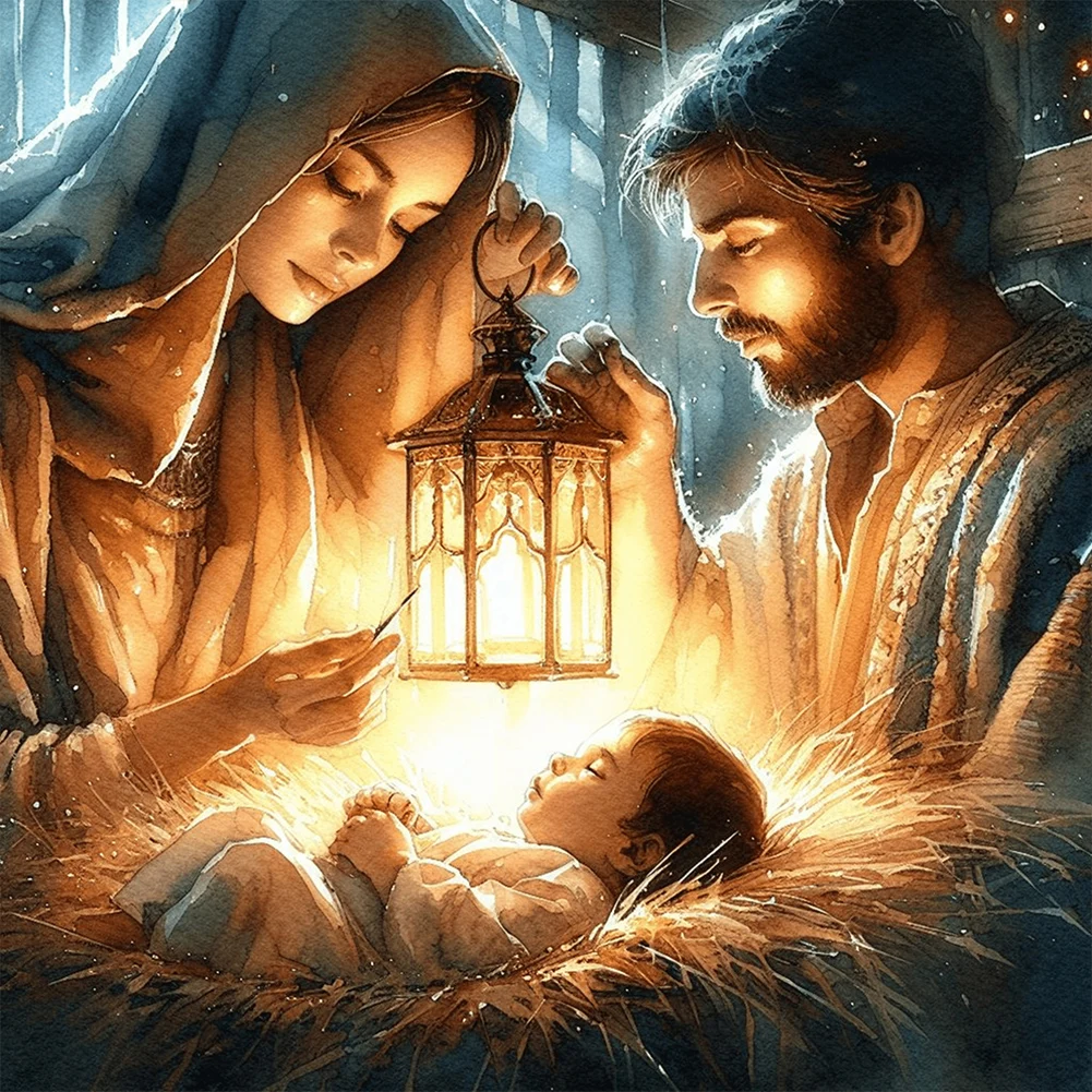 Diamond Painting Gesù Bambino 30x40cm - Kit Completo Con Tela HD, Diamanti Rotondi Colorati E Strumenti. Attività Rilassante Fai-da-te, Idea Regalo Creativa.
