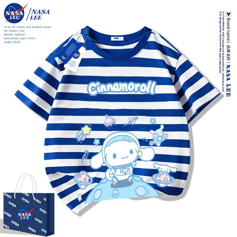 

Детская Хлопковая футболка Sanrio Cinnamoroill с аниме-рисунком, летняя повседневная футболка с коротким рукавом для взрослых, костюм Helloween для девочек и женщин