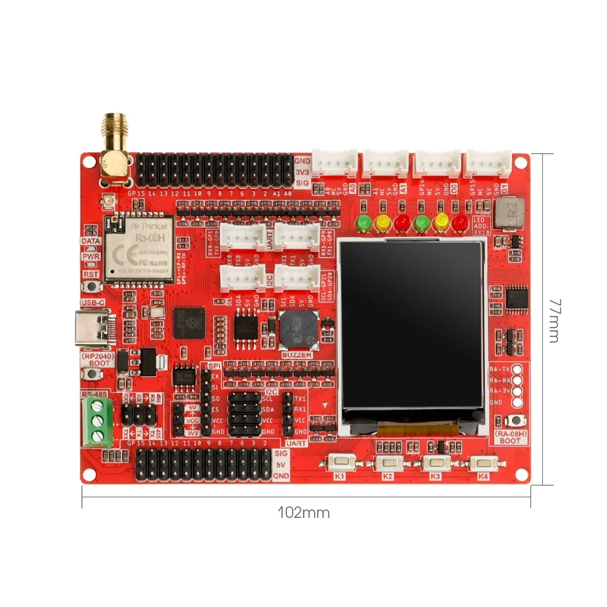 

RP2040 LoRaWAN RA-08H Development Board with 1.8'' 128*160 SPI-TFT-LCD for Long Range Communication 868Mhz/915Mhz