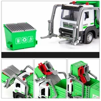 1/32 Garbage Collection Truck Car Model City Garbage Sorting Sanitation Clearing Vehicle Car Model Sound and Light Kids Toy Gift 2
