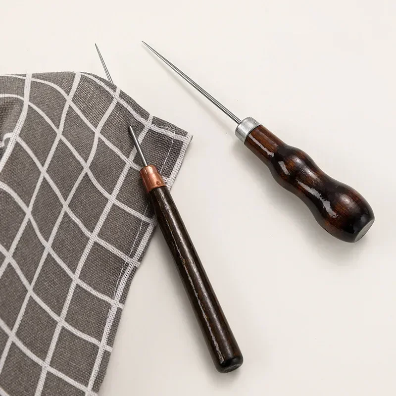 1/3PCS Professional Leather Wooden Handle Awl DIY Tools For Leather Craft Stitching Sewing Accessories Sewing Stitching Awl