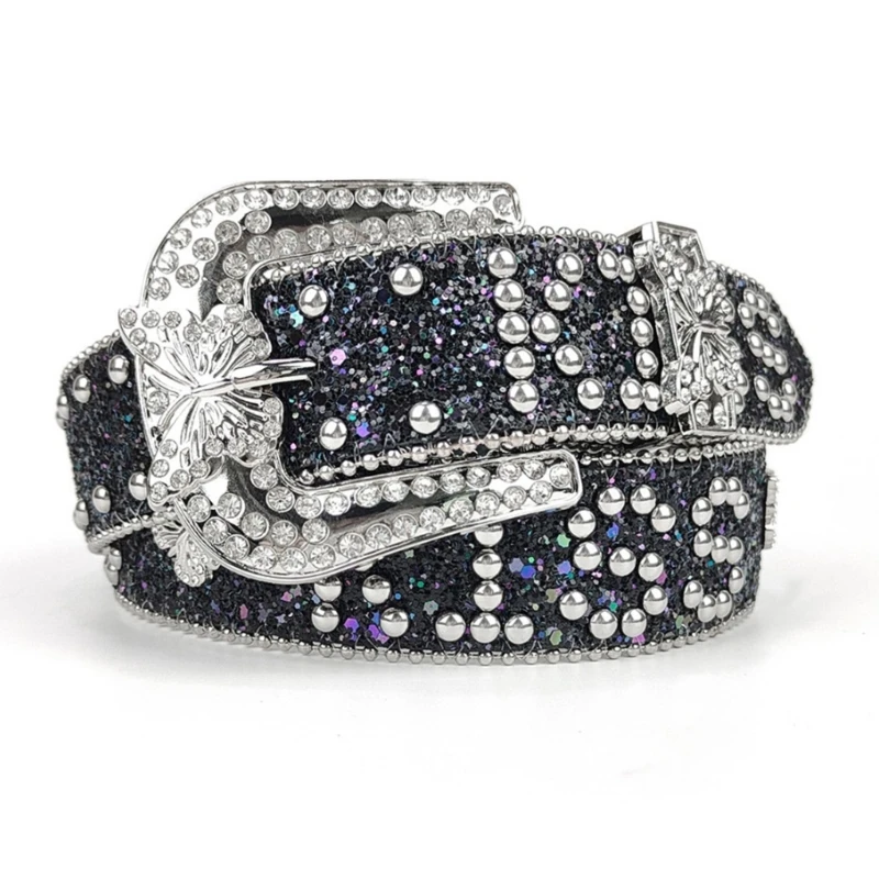 

Punk Glittered Waist Belt for Girls Street Dance Street Stage Studded Belt