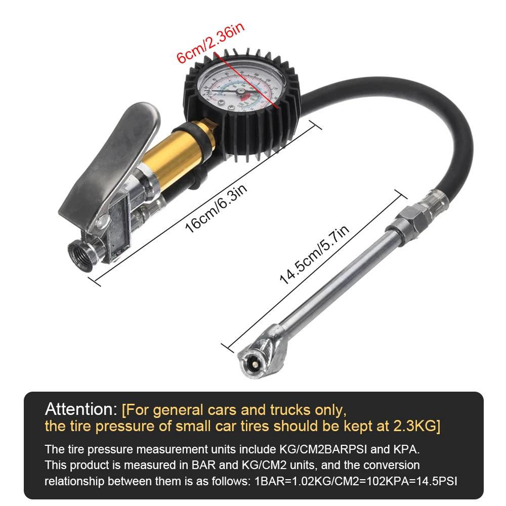 220PSI Car Motorcycle Multifunctional Tire Air Pressure Monitoring Gauge Tester Air Compressor Dial Meter Inflator Pump Tools 5