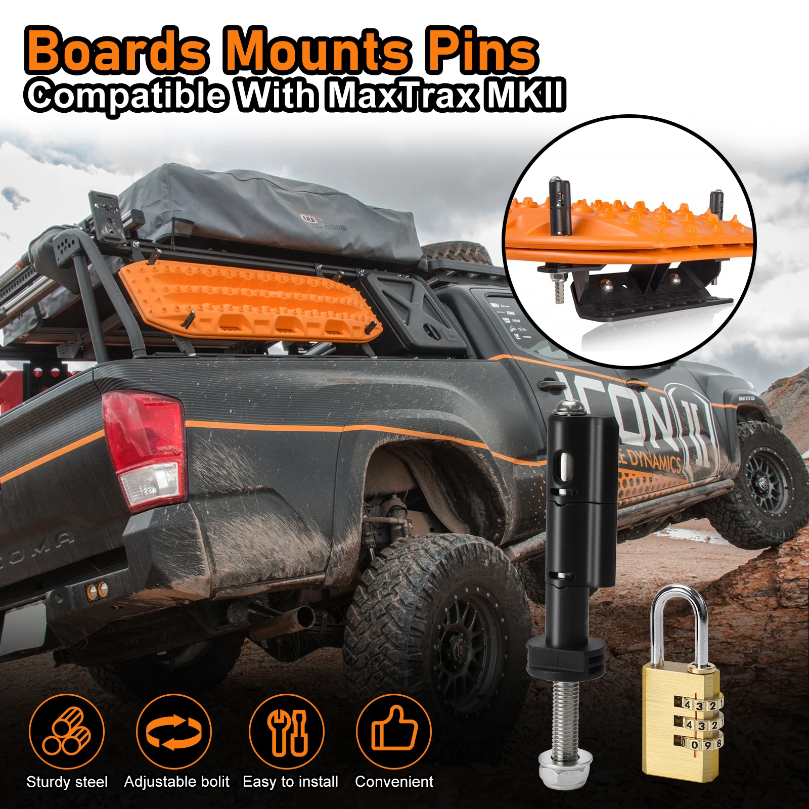 Mounting Pins For MaxTrax MKII Recovery/Traction Boards Lockable
