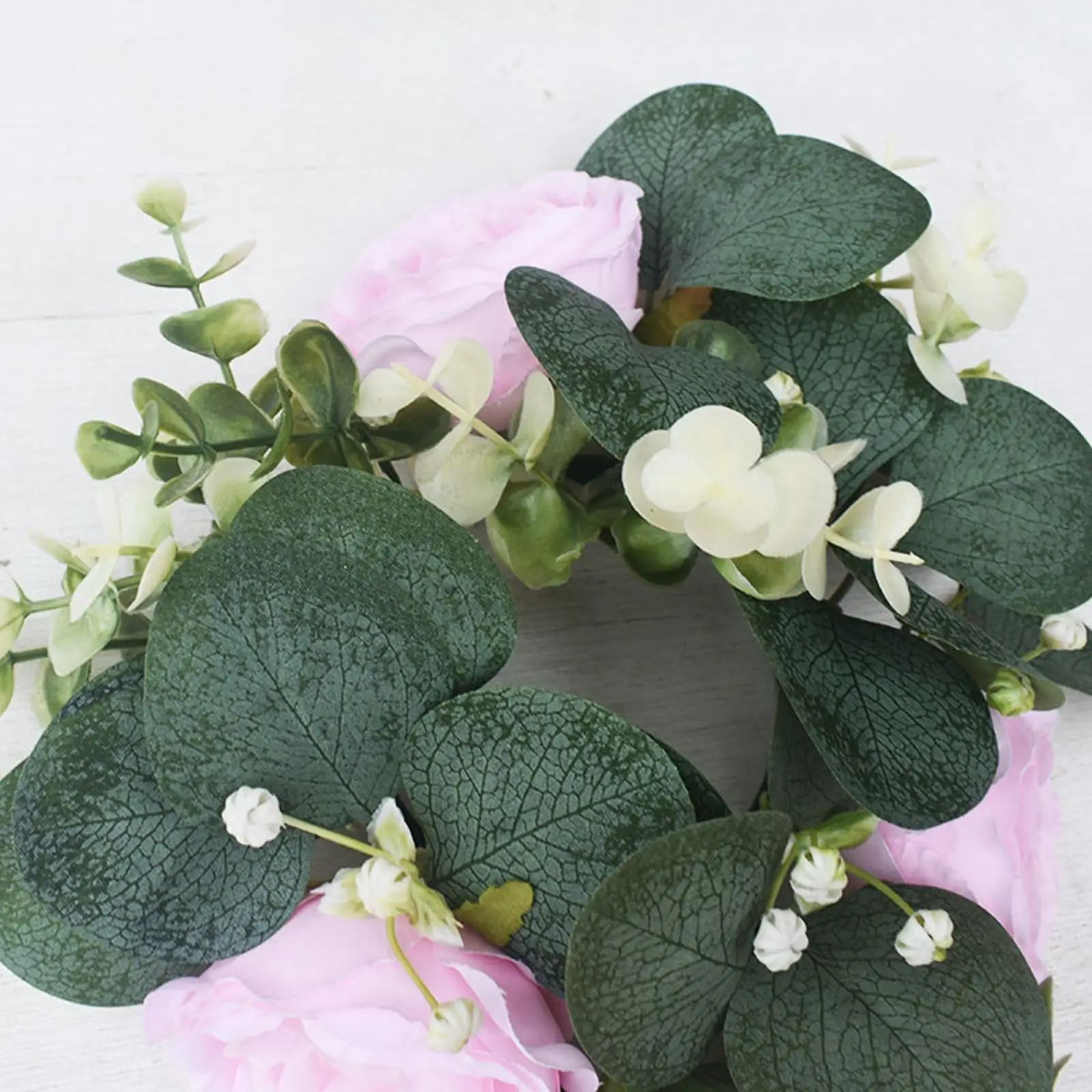 Candle Ring Decoration Candleholder Artificial Eucalyptus Leaves Wreaths for Party Festival Farmhouse Dining Room Celebration