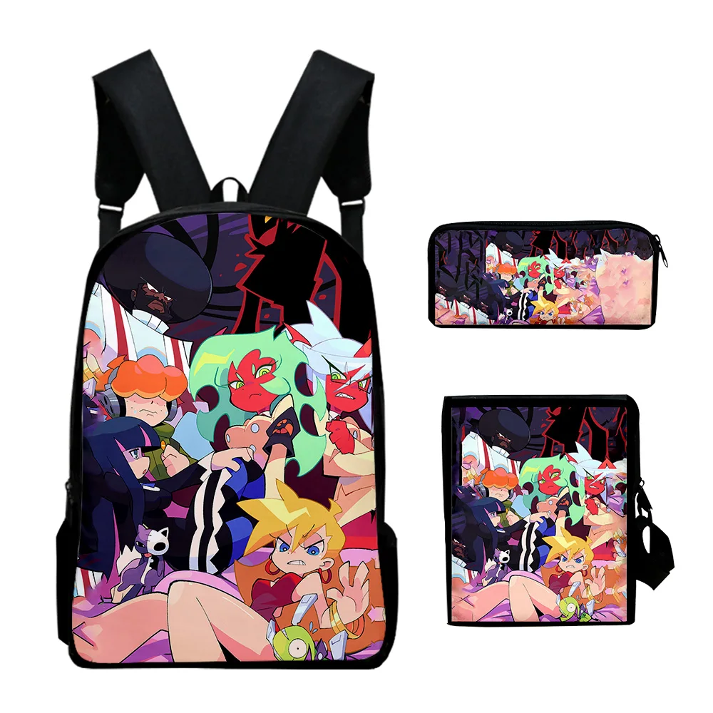 

Panty and Stocking Anime 2023 New Cartoon Backpack 3 Pieces Sets Shoulder Bags Unisex Daypack Zipper Bag Unique Pencil Bag