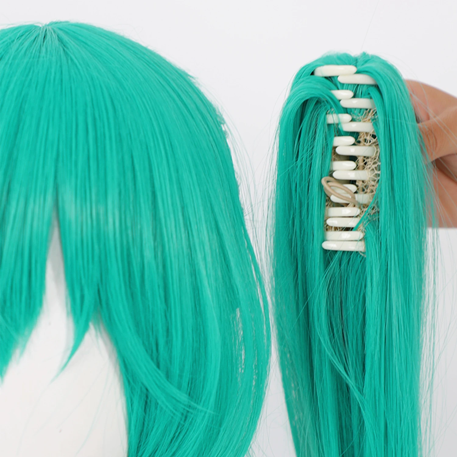 Arknights-Inspired Green Synthetic Wig with Bangs for Anime Events