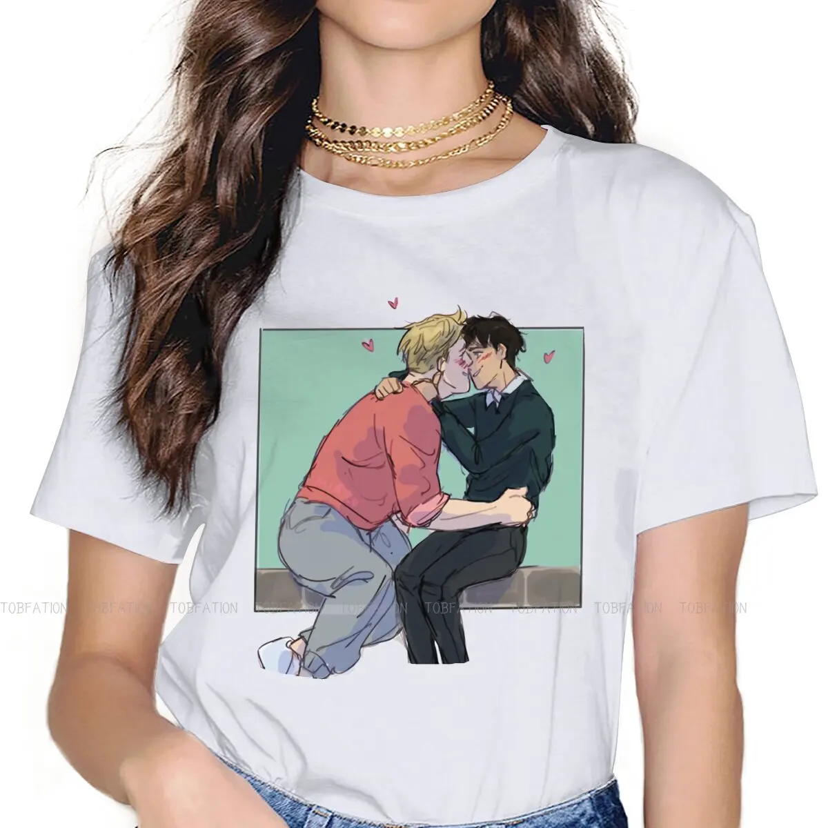 

Футболка для девочек с принтом "Чарли и Ник", топы в стиле комиксов «Alice Oseman Heart stopper», женская футболка в стиле Харадзюку, базовая летняя свободная футболка