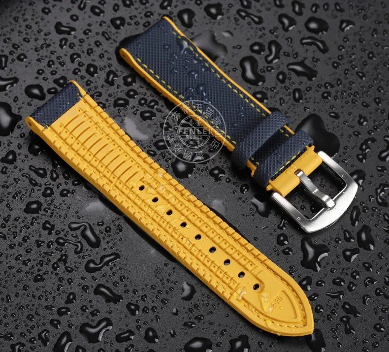 Für Bürger Blue Angel Men Wave Uhren armband AT8020-54L/8020-03l/jy8078 Kohle faser gemustert Nlon Gummi armband 22mm 23mm – Detail 3