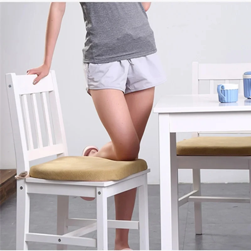말굽 모양 쿠션 미끄럼 방지 식사 의자 쿠션, 두꺼운 모던 매트, 스트링 포함 홈 장식 쿠션, 42x44x4cm