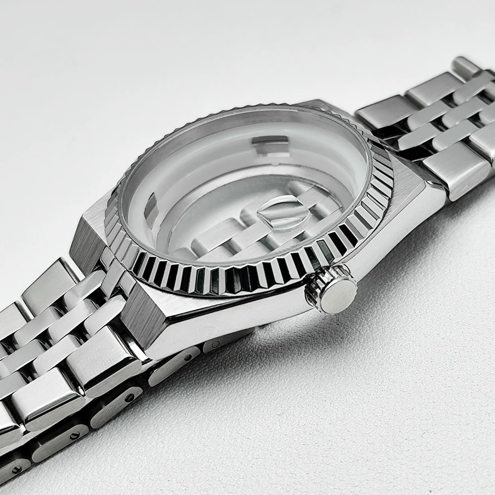 Premium Men's Watch Silver Case with Sapphire Dial and Full-Body Mirror Box