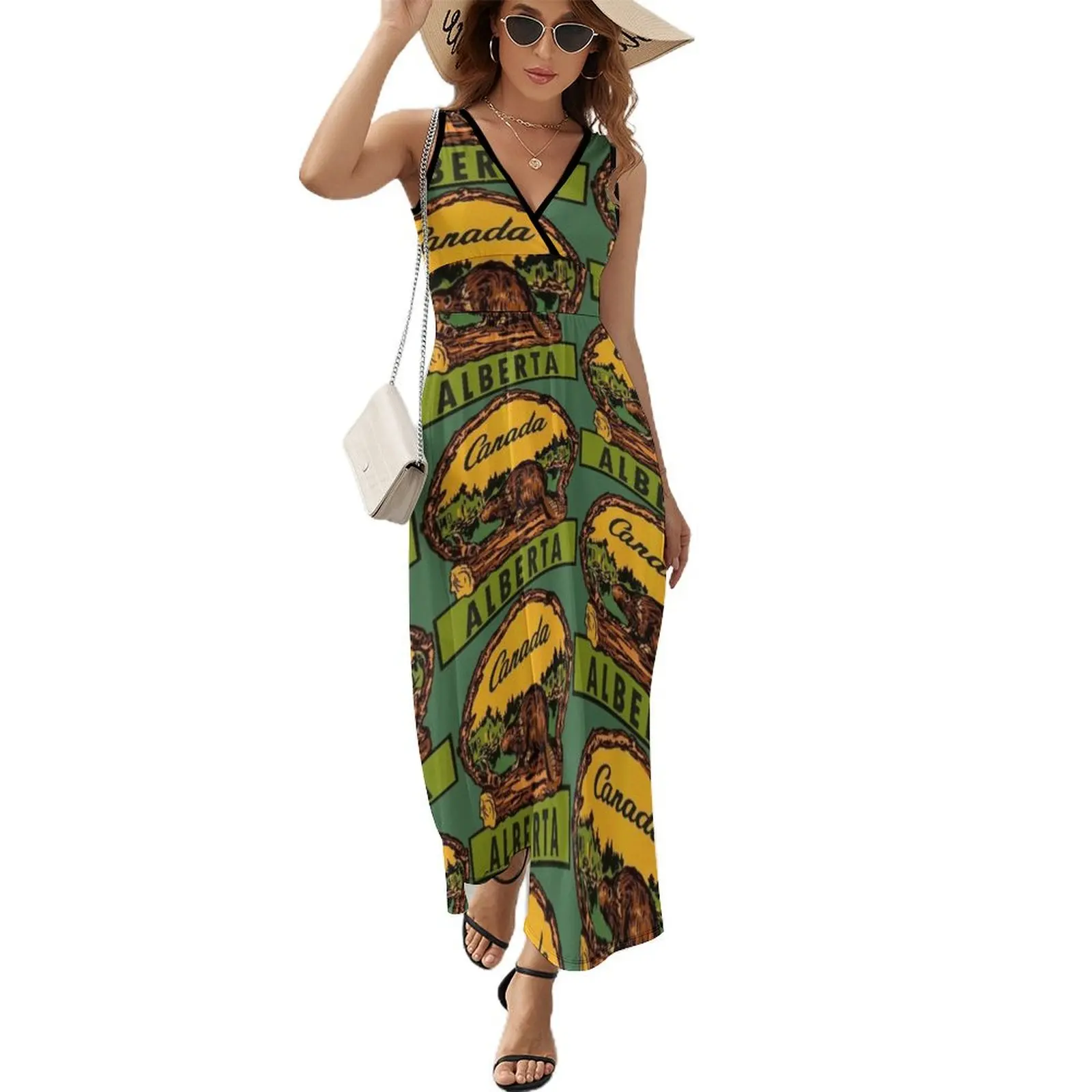 

Alberta Beaver AB Canada Vintage Travel Decal Sleeveless Dress clothing women summer 2024 birthday dress for women luxury 2024