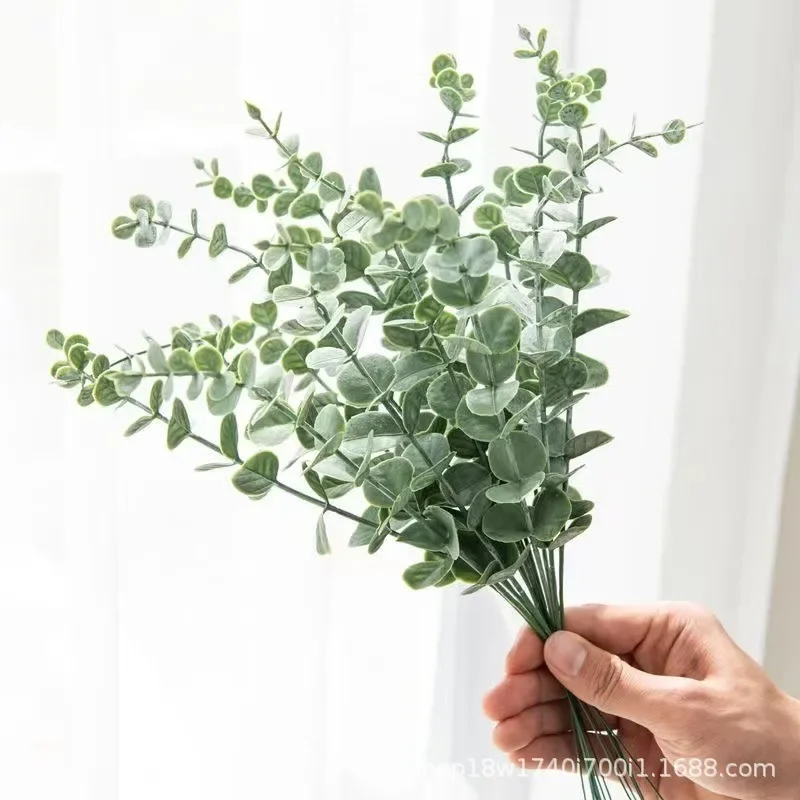 

10pcs Artificial Plants Eucalyptus Leaves Green Leaf Branches for Home Garden Wedding Decoration Flowers Bouquet Centerpiece