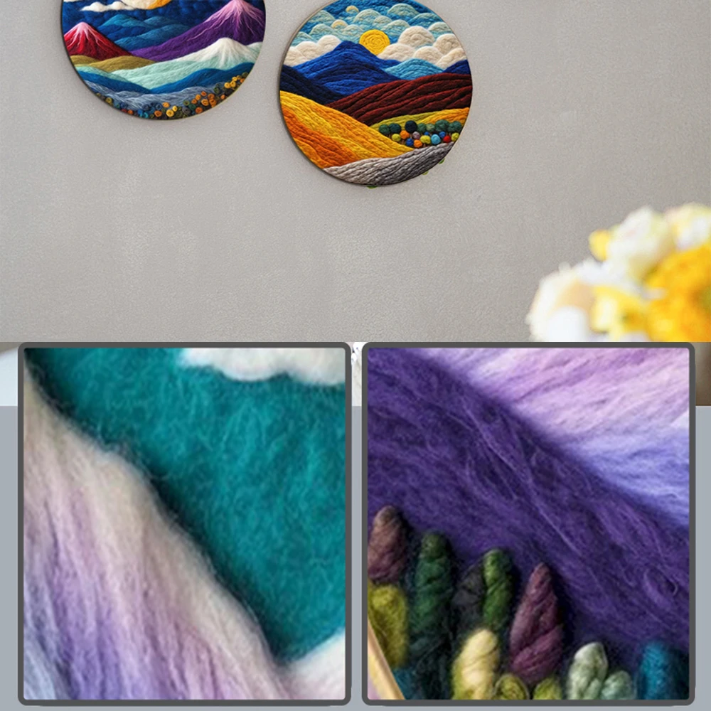 PhotoCustom Wool Painting Funny Wool Needle Felt Kit Handmade DIY Wool Felting Paint Embroidery Starry Sky Landscape Decor New