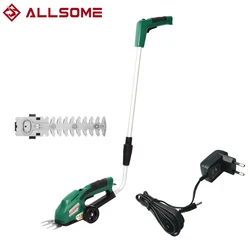 ALLSOME 2 In 1 7.2V Electric Grass Hedge Trimmer Battery Rechargeable Shear Hedger Motor Garden Cordless Power Tools
