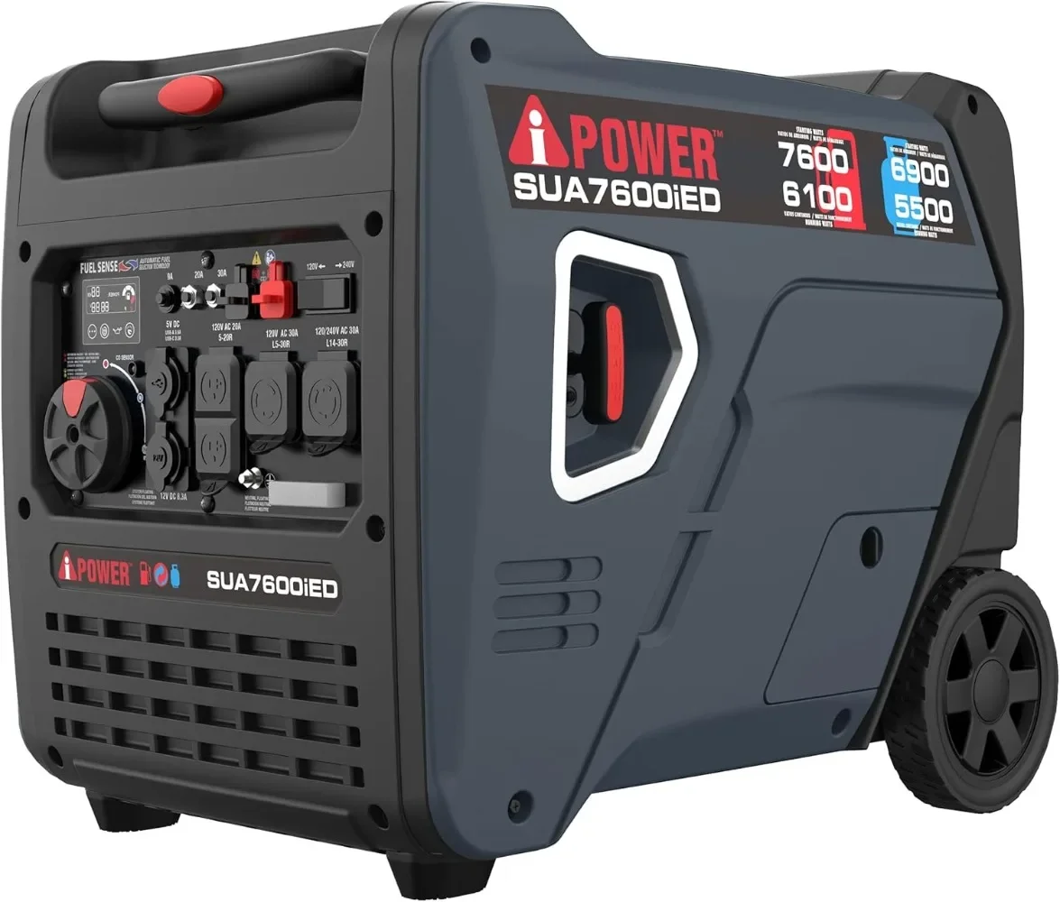 Portable Inverter Generator portable gas generator 7600W Dual Fuel Electric Start RV Ready EPA & CARB Compliant CO Sensor With Telescopic Handle