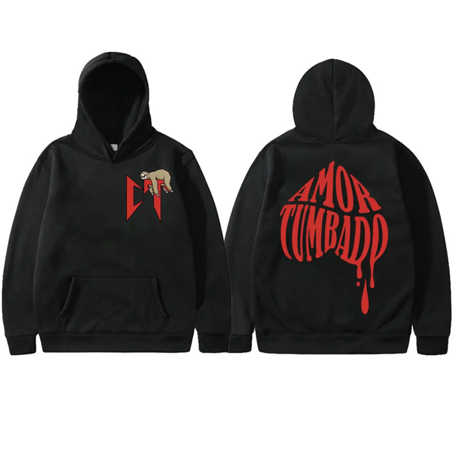 Singer Natanael Cano Corridos Tumbados Sloth Print Hoodie Harajuku Hip Hop Oversized Hoodies Men's Casual Fashion Sweatshirts