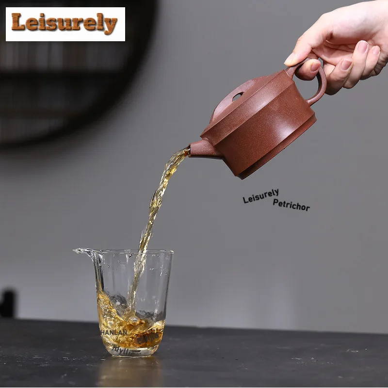 320ml Antique Yixing Purple Clay Teapots Handmade Large Caliber Pot Raw Ore Peach Blossom Mud Kettle Chinese Zisha Tea Set Cafes