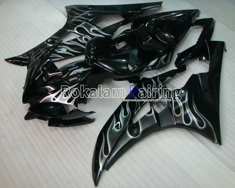 

Hot Sales,For Yamaha YZFR6 Whole Black Body YZF R6 06 07 White Flame YZF-R6 2006 2007 Motorbike Fairing Part (Injection molding)