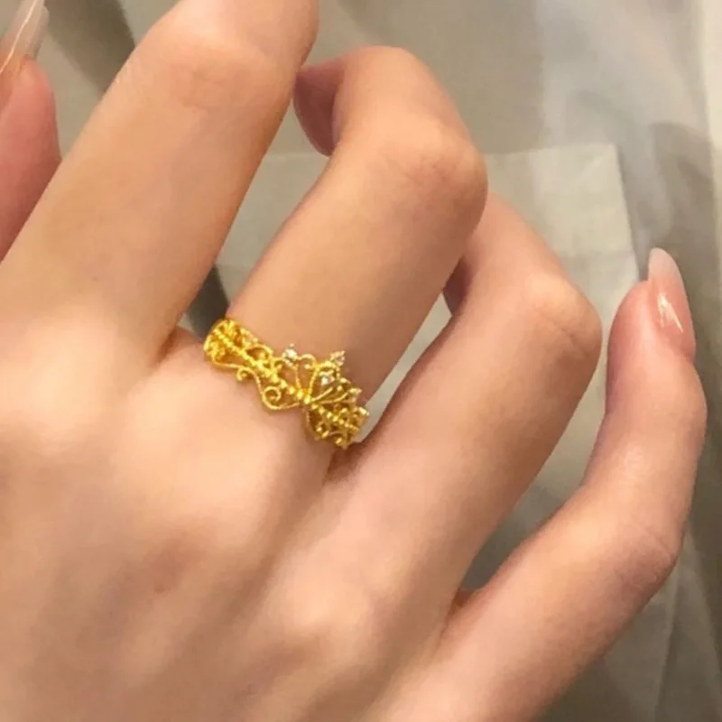 Magnifique bague en or avec couronne florale pour femme, document