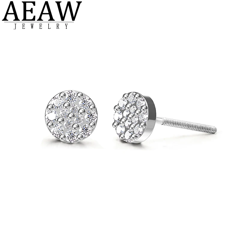 AEAW Moissanite Earrings 4mm Diamond Stud Earrings Sterling Silver Classic Lab Diamond 4 Prong Earrings for Women