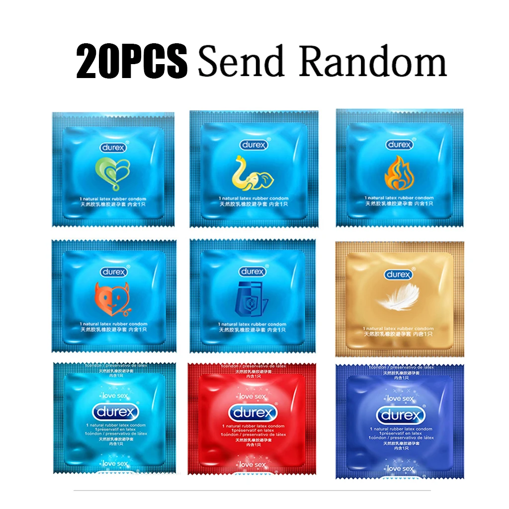 Durex 20 Pcs Condoms Natural Latex Rubber Condom Intimate Goods Contraception Sex Toy Products Cock Penis Sleeve For Men