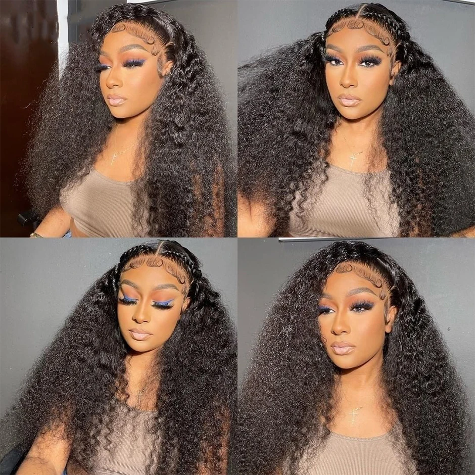 Mongolian Kinky Curly Wigs 13x6 HD Transparent Lace Frontal Human Hair Wigs Deep Curly Lace Front For Women Cheap