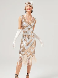 1920s Vintage Sequin Tassel Dress Party Dance Dress Host Sequin Dress Toasting Party Women Clothing Evening Streetwear Frock Y2k