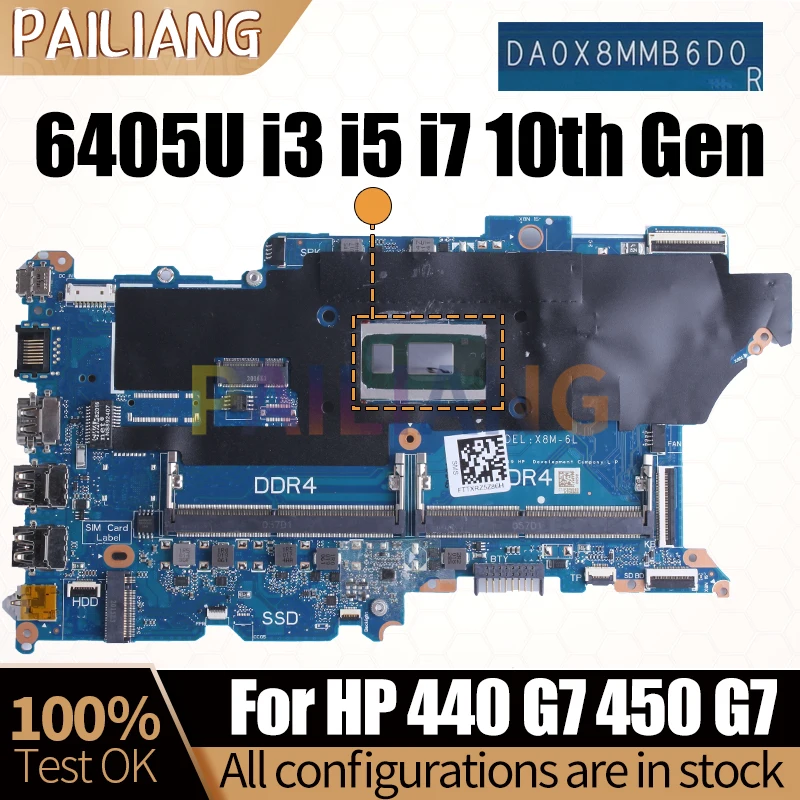 For HP 440 G7 450 G7 Notebook Mainboard DA0X8MMB6D0 6405U i3 i5 i7 10th Gen L78085-001 L78083-601 Laptop Motherboard Full Tested