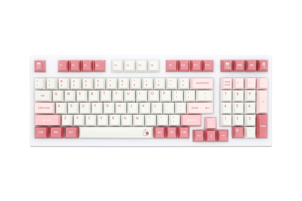 gks cherry profile verão pêssego tintura sub keycap conjunto grosso pbt para teclado tkl ansi rosa