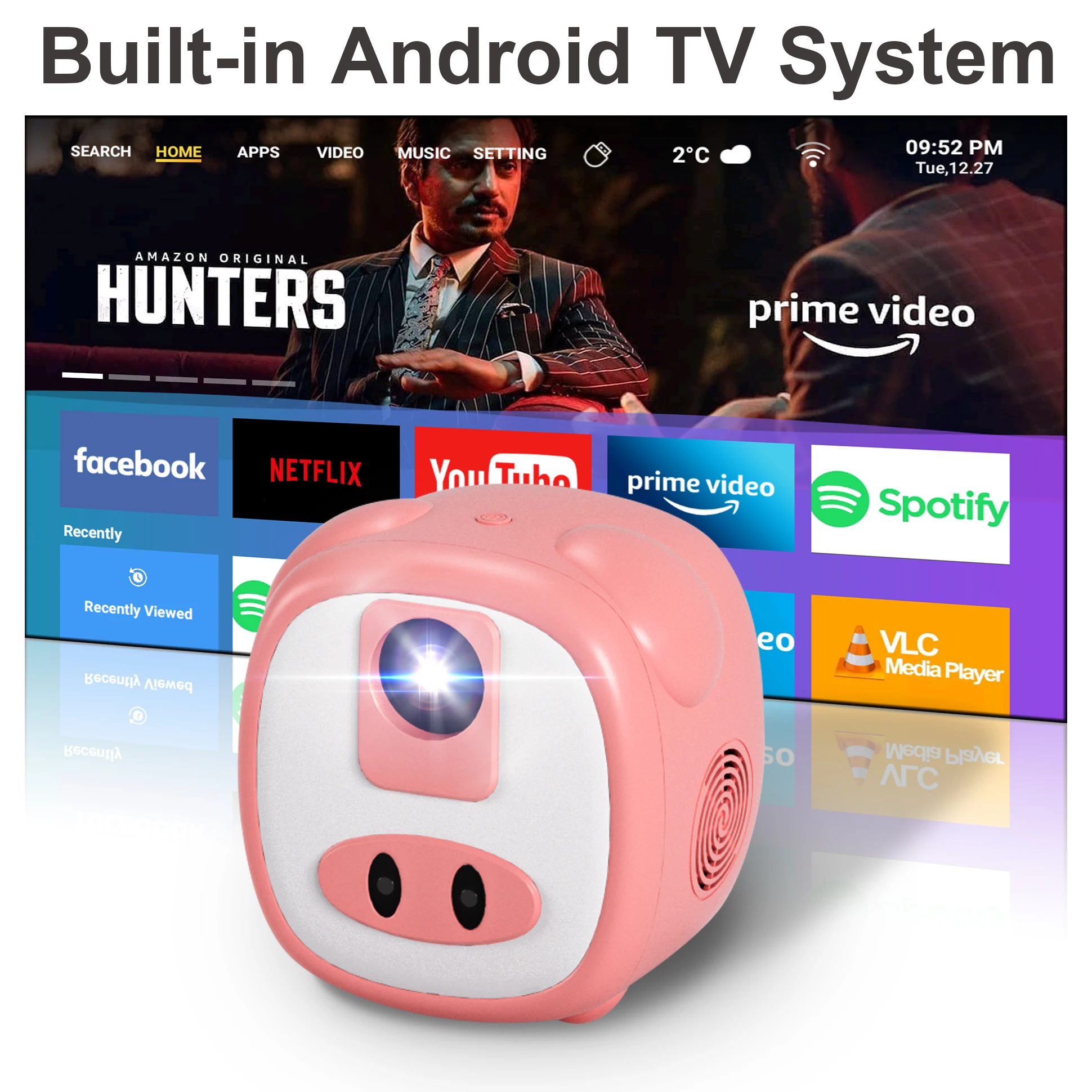 EGOBAS 4K Поддержка Android видео проектор 350 ANSI Встроенный 10000 + приложения Youtube Netflix 5G WiFi Bluetooth Проектор для домашнего кинотеатра