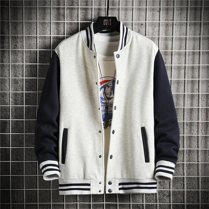 thumbnail image 1 of Moda Primavera/otoño Unisex Patchwork uniforme de béisbol adolescentes estilo Preppy manga corta chaqueta de marea para hombres y mujeres, 1 of 5