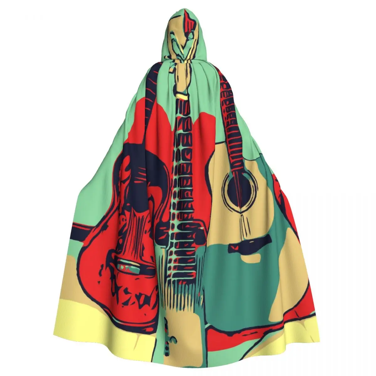 

Unisex Witch Party Reversible Hooded Adult Vampires Cape Cloak Guitars Music Art