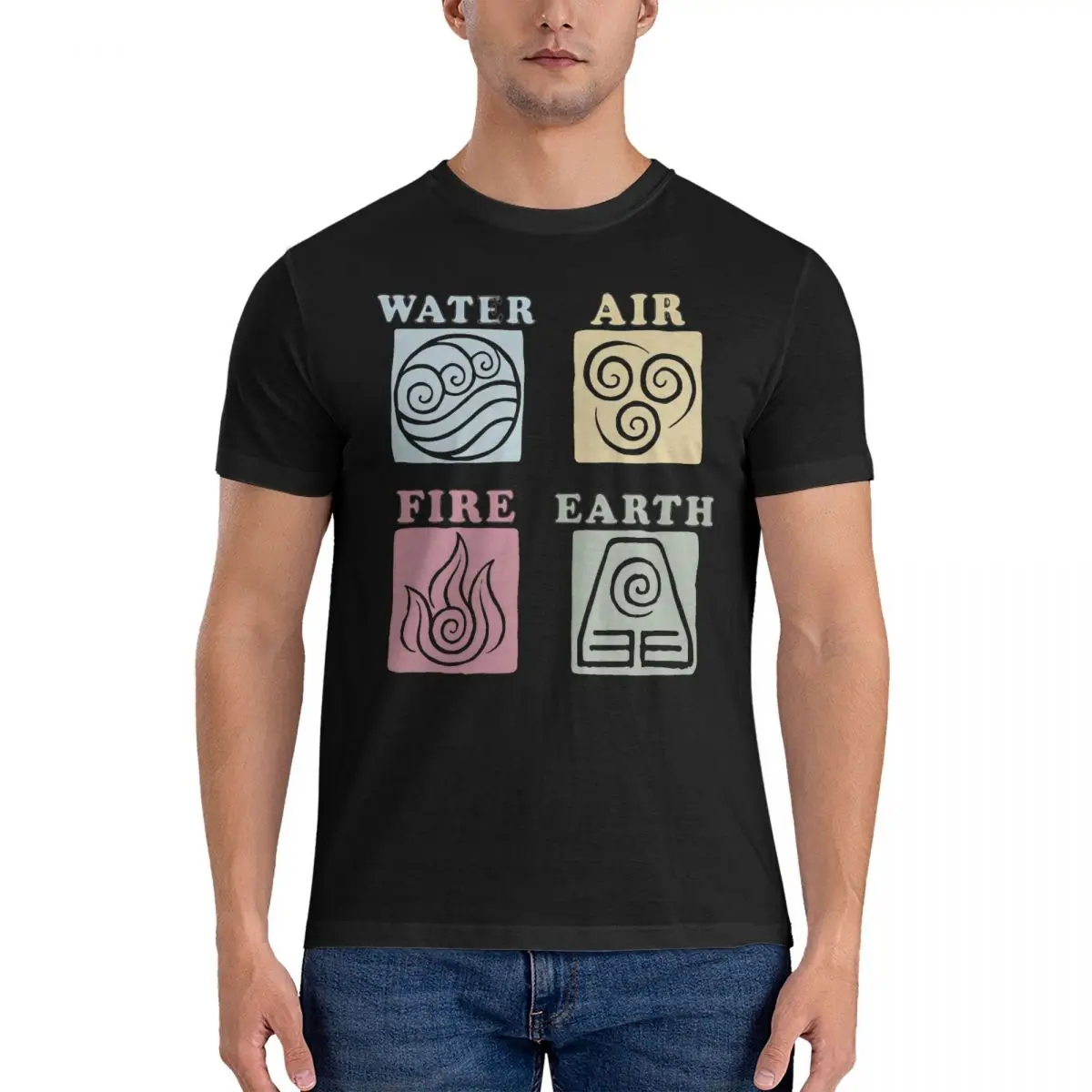 Natural Elements Box Up Sketch Magliette Da Uomo Avatar The Last Airbender Cool Tee Shirt T-Shirt Girocollo Manica Corta