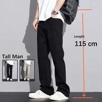 Spring Autumn Tall Men 190CM Guy Extra Long 115CM Lengthen Jeans Black Vintage Loose Straight Trousers Cowboy Male Denim Pants 1