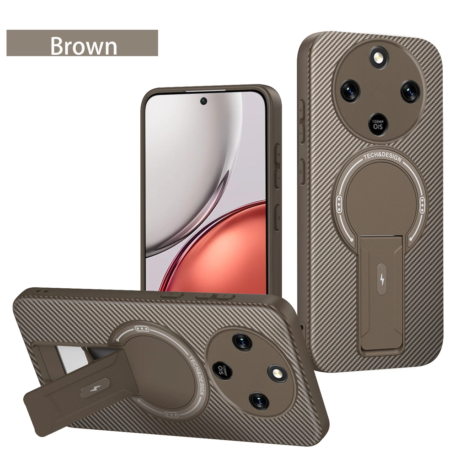 Magnetic Carbon Fiber Textured Phone Holder Case with Enhanced Grip
