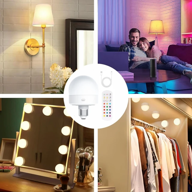 Nooknova Rechargeable Light Bulbs Remote Control Battery Operated Light Bulb with Timer, Dimmable, 3 Color Temperatures 6