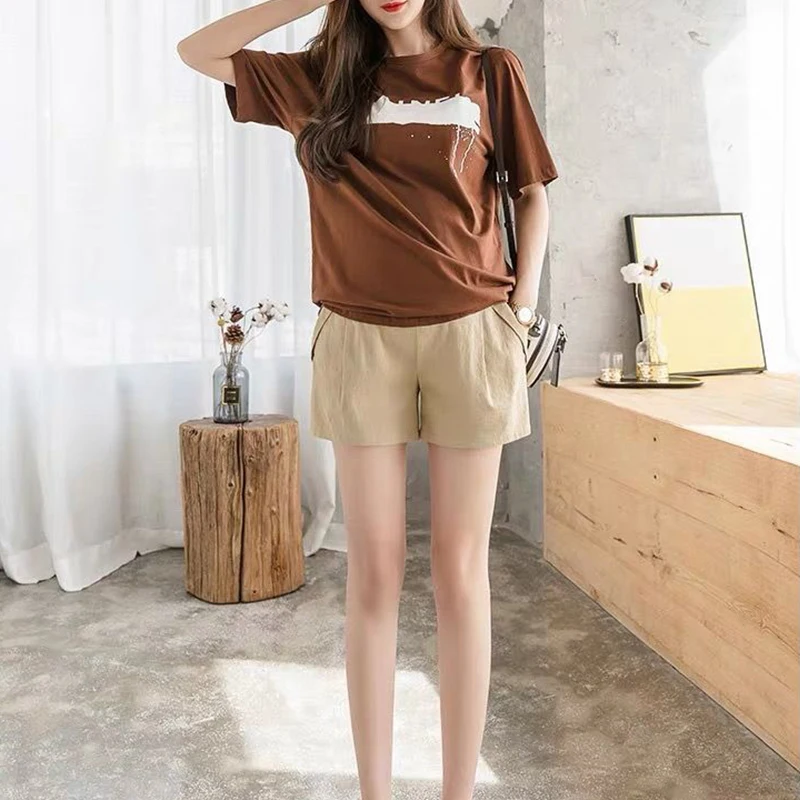 Summer Maternity Shorts Solid Color Flat Edge High Waist Elasticity Pants Nursing For Pregnant Woman Pregnancy Underpants