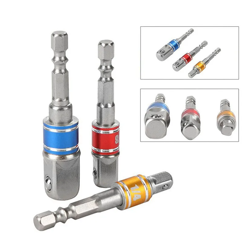 3PCS Hexagonal Handle Square Head Sleeve Rod Wind Batch Electric Sleeve Connection Conversion Extension Rod High Quality