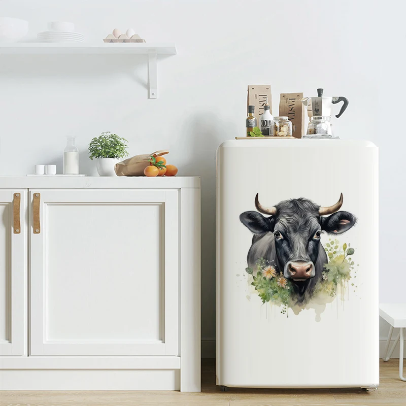 C99#Watercolor Black Cow Wall Stickers Children's Room Background Home Decoration Mural Living Room Wallpaper Funny Decals
