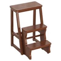 Solid Wood Folding Ladder Stool Household Three-step Climbing Stool Dual-use Indoor Multifunctional Step Ladder Stool