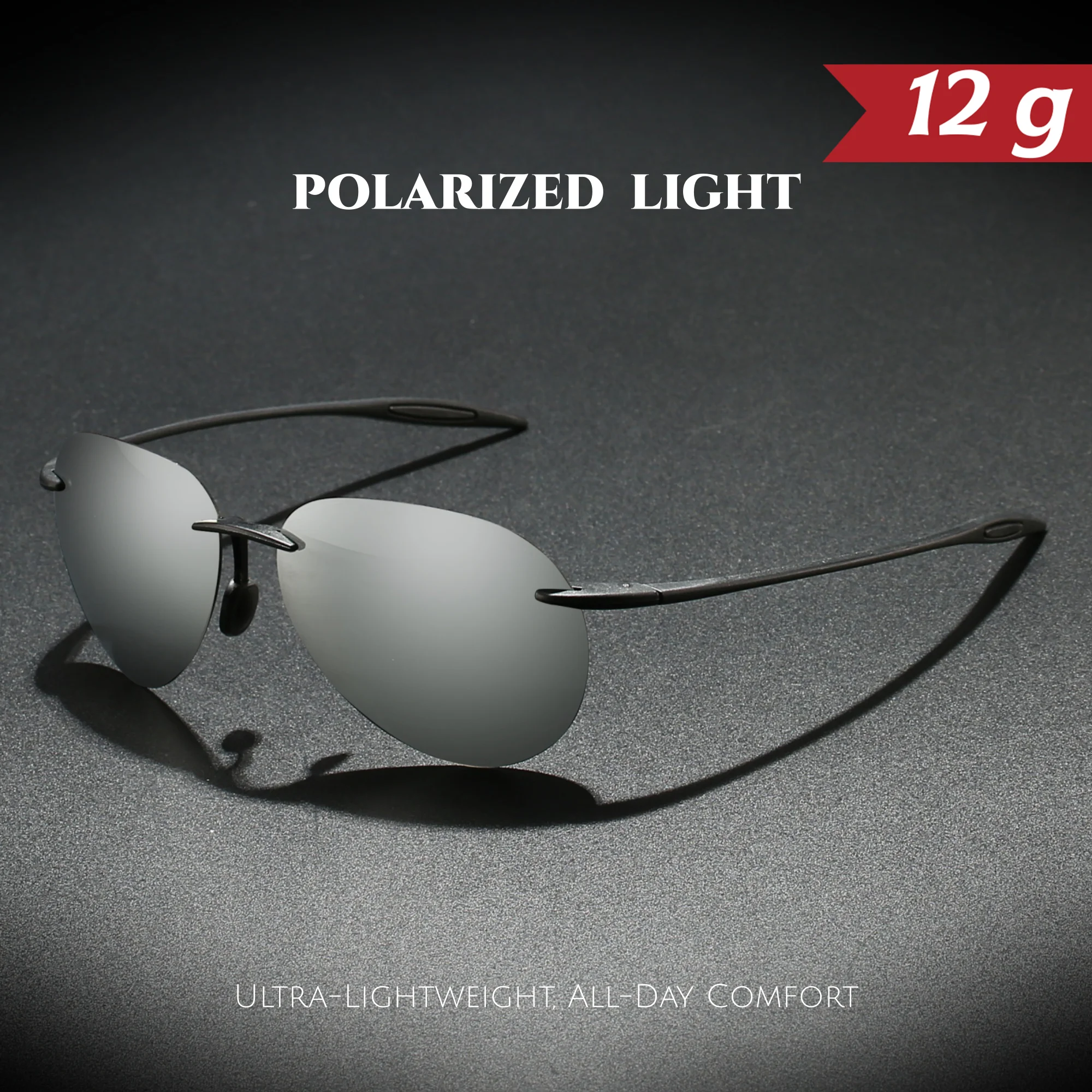 Ultraleichte 12 g TR90 rahmenlose polarisierte Piloten-Sonnenbrille – flexibel und bequeme Passform, Unisex zum Fahren, Angeln, Outdoor-Aktivitäten – Detail 11