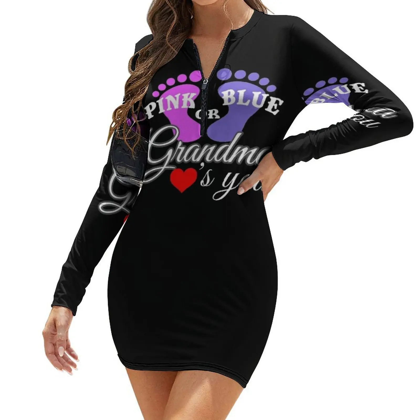 

Pink or Blue Grandma Loves You - Gender Reveal Baby Shower T-shirt Long-Sleeve Bodycon Dress prom dress 2024