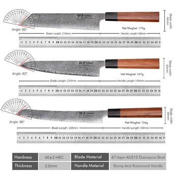 TURWHO Hand Forged Japanese Chef Knife Damascus Steel Kitchen Knives Santoku Sashimi Bread Utility Handmade Blade Cooking Tools 6