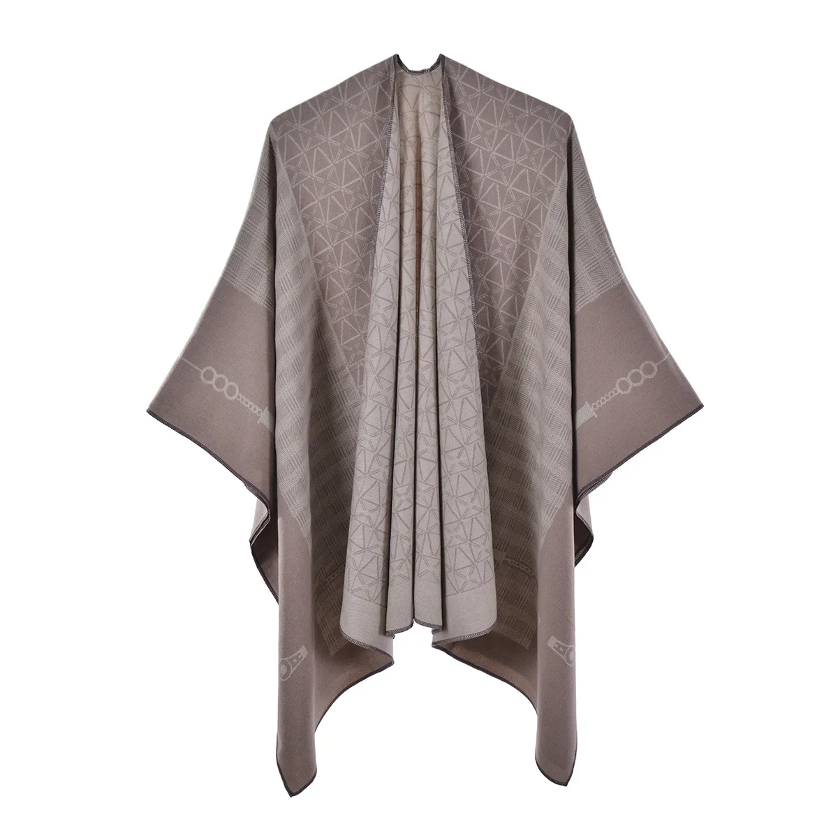 

New Check Pattern Cape Autumn Winter Travel Warm Scarf Imitation Cashmere Women Poncho Lady Capes Khaki Cloaks