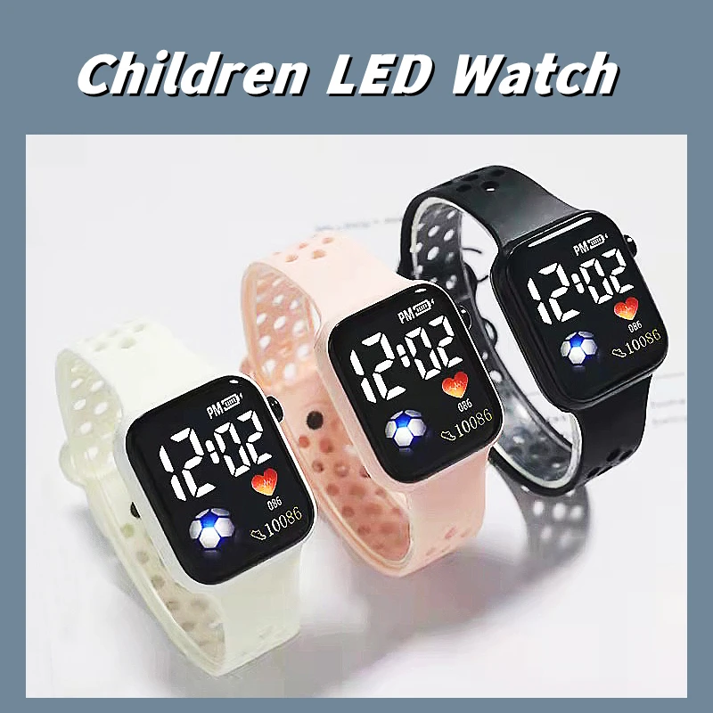 

Цифровые часы, Детские Водонепроницаемые спортивные модные светодиодные электронные часы Apple с сенсорным экраном, часы для девочек, детские часы