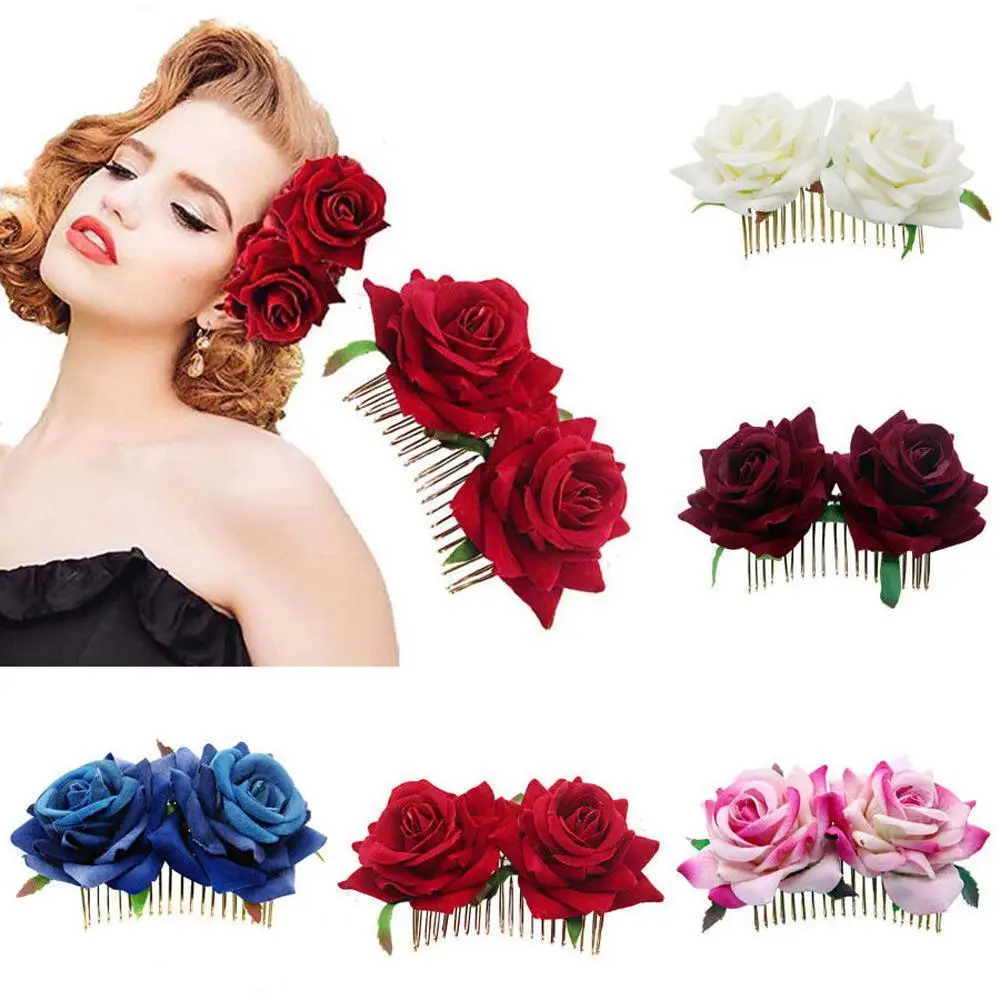 Bridal Hair Accessory Rose Hair Accessories Flowers Comb Hair