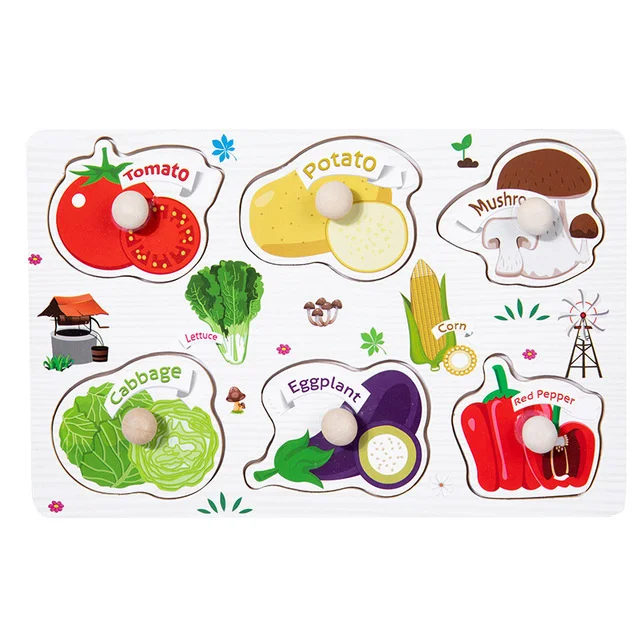 New Montessori Toys Wooden Puzzle Cartoon Vehicle Digital Animal Puzzles Jigsaw Puzzle Board Game Educational Toy for Children