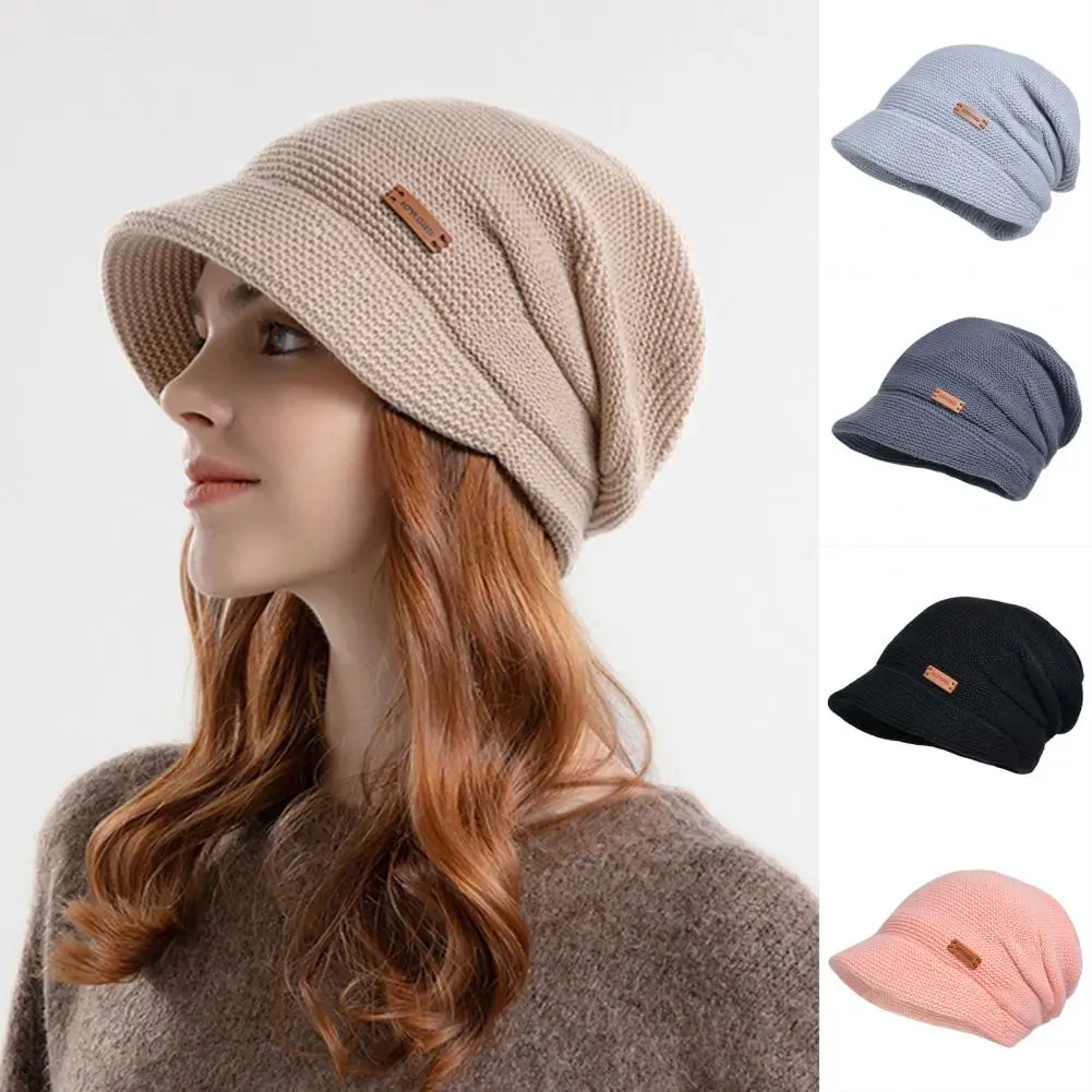 

Women Soft Brim Beret Cozy Plush Winter Hat with Wide Brim for Women Soft Warm Knitted Cap for Weather Anti-slip Outdoor